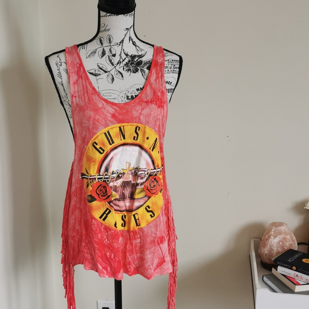 Guns n' Roses tie dye fringe tank top